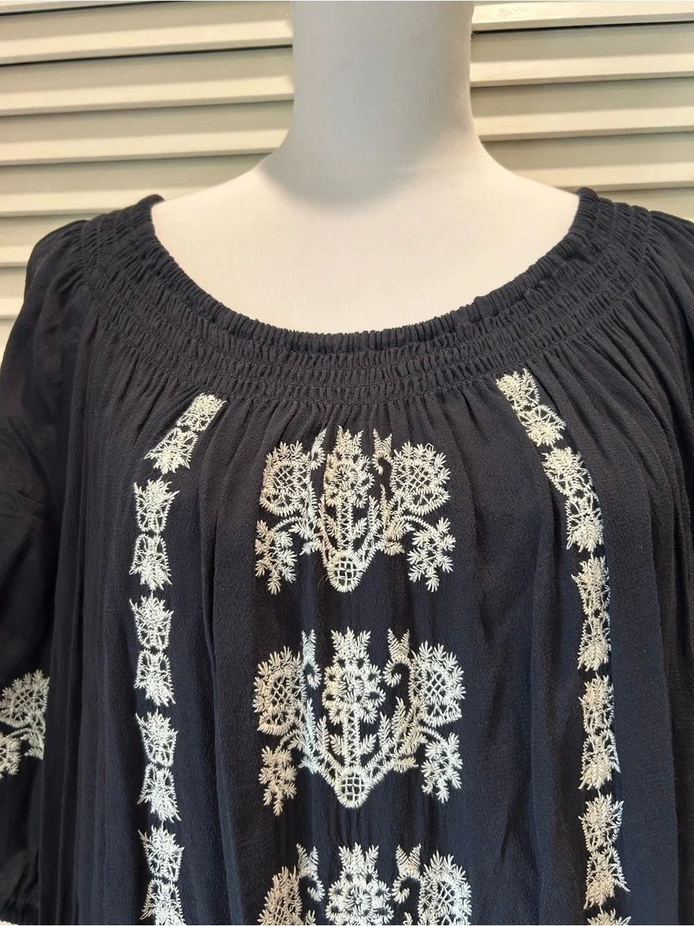 Summer Dress with embroidered white design NWT